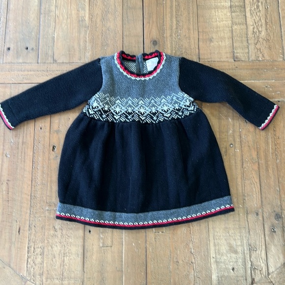 Hanna andersson fair isle snowflake knit holiday sweater dress - Picture 1 of 5